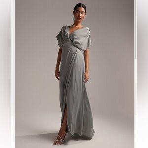 ASOS DESIGN short sleeved cowl front maxi dress with button back detail